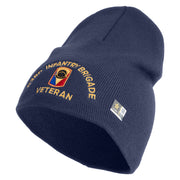 U.S. Army 53rd Infantry Brigade Symbol Embroidered 8 Inch Solid Knit Short Beanie Made in USA - Navy OSFM