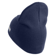 U.S. Army 53rd Infantry Brigade Symbol Embroidered 8 Inch Solid Knit Short Beanie Made in USA - Navy OSFM