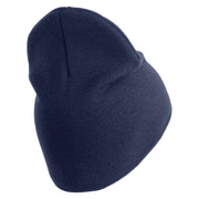 U.S. Army 53rd Infantry Brigade Symbol Embroidered 8 Inch Solid Knit Short Beanie Made in USA - Navy OSFM