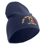 U.S. Army 53rd Infantry Brigade Symbol Embroidered 8 Inch Solid Knit Short Beanie Made in USA - Navy OSFM
