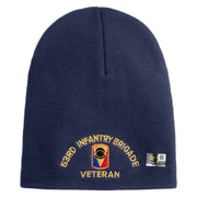 U.S. Army 53rd Infantry Brigade Symbol Embroidered 8 Inch Solid Knit Short Beanie Made in USA - Navy OSFM