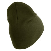 U.S. Army 53rd Infantry Brigade Symbol Embroidered 8 Inch Solid Knit Short Beanie Made in USA - Olive OSFM