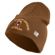 U.S. Army 53rd Infantry Brigade Symbol Embroidered 8 Inch Solid Knit Short Beanie Made in USA - Coyote-Brown OSFM