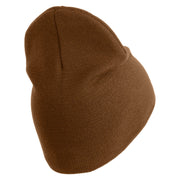 U.S. Army 53rd Infantry Brigade Symbol Embroidered 8 Inch Solid Knit Short Beanie Made in USA - Coyote-Brown OSFM