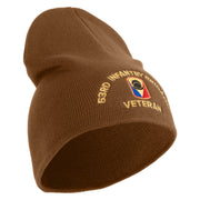 U.S. Army 53rd Infantry Brigade Symbol Embroidered 8 Inch Solid Knit Short Beanie Made in USA - Coyote-Brown OSFM