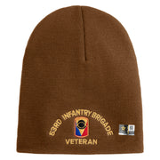U.S. Army 53rd Infantry Brigade Symbol Embroidered 8 Inch Solid Knit Short Beanie Made in USA - Coyote-Brown OSFM