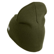 U.S. Army 76th Infantry Brigade Combat Team Symbol Embroidered 8 Inch Solid Knit Short Beanie Made in USA - Olive OSFM