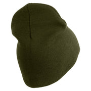 U.S. Army 76th Infantry Brigade Combat Team Symbol Embroidered 8 Inch Solid Knit Short Beanie Made in USA - Olive OSFM