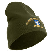 U.S. Army 76th Infantry Brigade Combat Team Symbol Embroidered 8 Inch Solid Knit Short Beanie Made in USA - Olive OSFM