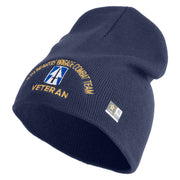 U.S. Army 76th Infantry Brigade Combat Team Symbol Embroidered 8 Inch Solid Knit Short Beanie Made in USA - Navy OSFM