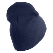 U.S. Army 76th Infantry Brigade Combat Team Symbol Embroidered 8 Inch Solid Knit Short Beanie Made in USA - Navy OSFM