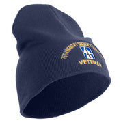 U.S. Army 76th Infantry Brigade Combat Team Symbol Embroidered 8 Inch Solid Knit Short Beanie Made in USA - Navy OSFM