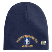 U.S. Army 76th Infantry Brigade Combat Team Symbol Embroidered 8 Inch Solid Knit Short Beanie Made in USA - Navy OSFM