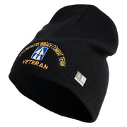 U.S. Army 76th Infantry Brigade Combat Team Symbol Embroidered 8 Inch Solid Knit Short Beanie Made in USA - Black OSFM