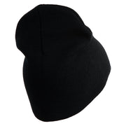 U.S. Army 76th Infantry Brigade Combat Team Symbol Embroidered 8 Inch Solid Knit Short Beanie Made in USA - Black OSFM