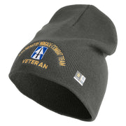 U.S. Army 76th Infantry Brigade Combat Team Symbol Embroidered 8 Inch Solid Knit Short Beanie Made in USA - Charcoal OSFM