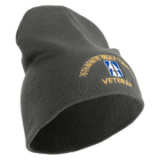 U.S. Army 76th Infantry Brigade Combat Team Symbol Embroidered 8 Inch Solid Knit Short Beanie Made in USA - Charcoal OSFM