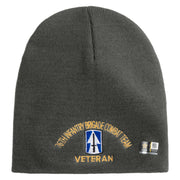 U.S. Army 76th Infantry Brigade Combat Team Symbol Embroidered 8 Inch Solid Knit Short Beanie Made in USA - Charcoal OSFM