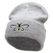 Bee Embroidered 12 Inch Long Knitted Beanie