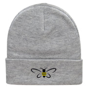 Bee Embroidered 12 Inch Long Knitted Beanie