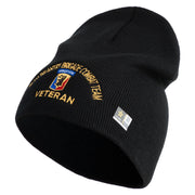 U.S. Army 86th Infantry Brigade Combat Team Symbol Embroidered 8 Inch Solid Knit Short Beanie Made in USA - Black OSFM