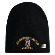 U.S. Army 86th Infantry Brigade Combat Team Symbol Embroidered 8 Inch Solid Knit Short Beanie Made in USA - Black OSFM