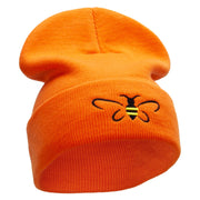 Bee Embroidered 12 Inch Long Knitted Beanie