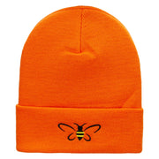 Bee Embroidered 12 Inch Long Knitted Beanie