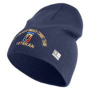 U.S. Army 86th Infantry Brigade Combat Team Symbol Embroidered 8 Inch Solid Knit Short Beanie Made in USA - Navy OSFM