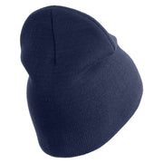 U.S. Army 86th Infantry Brigade Combat Team Symbol Embroidered 8 Inch Solid Knit Short Beanie Made in USA - Navy OSFM