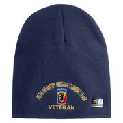U.S. Army 86th Infantry Brigade Combat Team Symbol Embroidered 8 Inch Solid Knit Short Beanie Made in USA - Navy OSFM