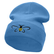 Bee Embroidered 12 Inch Long Knitted Beanie