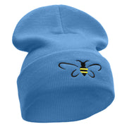 Bee Embroidered 12 Inch Long Knitted Beanie