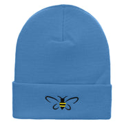 Bee Embroidered 12 Inch Long Knitted Beanie