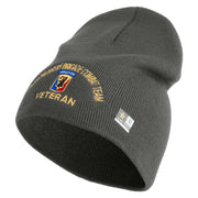U.S. Army 86th Infantry Brigade Combat Team Symbol Embroidered 8 Inch Solid Knit Short Beanie Made in USA - Charcoal OSFM
