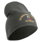 U.S. Army 86th Infantry Brigade Combat Team Symbol Embroidered 8 Inch Solid Knit Short Beanie Made in USA - Charcoal OSFM