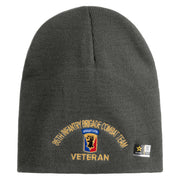 U.S. Army 86th Infantry Brigade Combat Team Symbol Embroidered 8 Inch Solid Knit Short Beanie Made in USA - Charcoal OSFM