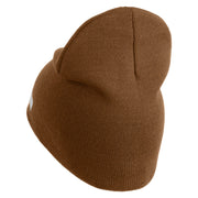 U.S. Army 86th Infantry Brigade Combat Team Symbol Embroidered 8 Inch Solid Knit Short Beanie Made in USA - Coyote-Brown OSFM