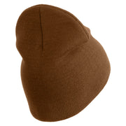 U.S. Army 86th Infantry Brigade Combat Team Symbol Embroidered 8 Inch Solid Knit Short Beanie Made in USA - Coyote-Brown OSFM