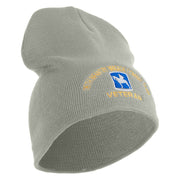 U.S. Army 116th Infantry Brigade Combat Team Symbol Embroidered 8 Inch Solid Knit Short Beanie Made in USA - Dk-Ash OSFM