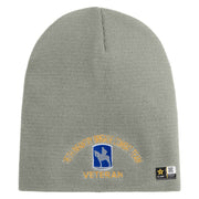 U.S. Army 116th Infantry Brigade Combat Team Symbol Embroidered 8 Inch Solid Knit Short Beanie Made in USA - Dk-Ash OSFM