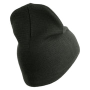 U.S. Army 116th Infantry Brigade Combat Team Symbol Embroidered 8 Inch Solid Knit Short Beanie Made in USA - Graphite OSFM