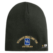 U.S. Army 116th Infantry Brigade Combat Team Symbol Embroidered 8 Inch Solid Knit Short Beanie Made in USA - Graphite OSFM