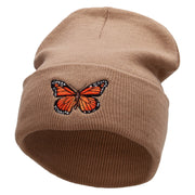 The Monarch Butterfly Embroidered 12 inch Acrylic Cuffed Long Beanie