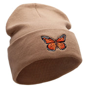 The Monarch Butterfly Embroidered 12 inch Acrylic Cuffed Long Beanie