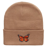 The Monarch Butterfly Embroidered 12 inch Acrylic Cuffed Long Beanie