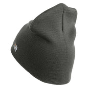 U.S. Army 170th Infantry Brigade Symbol Embroidered 8 Inch Solid Knit Short Beanie Made in USA - Charcoal OSFM