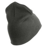 U.S. Army 170th Infantry Brigade Symbol Embroidered 8 Inch Solid Knit Short Beanie Made in USA - Charcoal OSFM