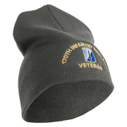 U.S. Army 170th Infantry Brigade Symbol Embroidered 8 Inch Solid Knit Short Beanie Made in USA - Charcoal OSFM
