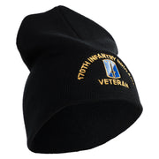 U.S. Army 170th Infantry Brigade Symbol Embroidered 8 Inch Solid Knit Short Beanie Made in USA - Black OSFM